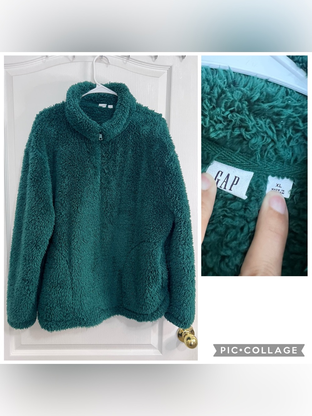 GAP Teal Plush Sherpa Half Zip Jacket size XL